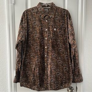 Cinch Mens Paisley Button-Up Shirt Brown Medium